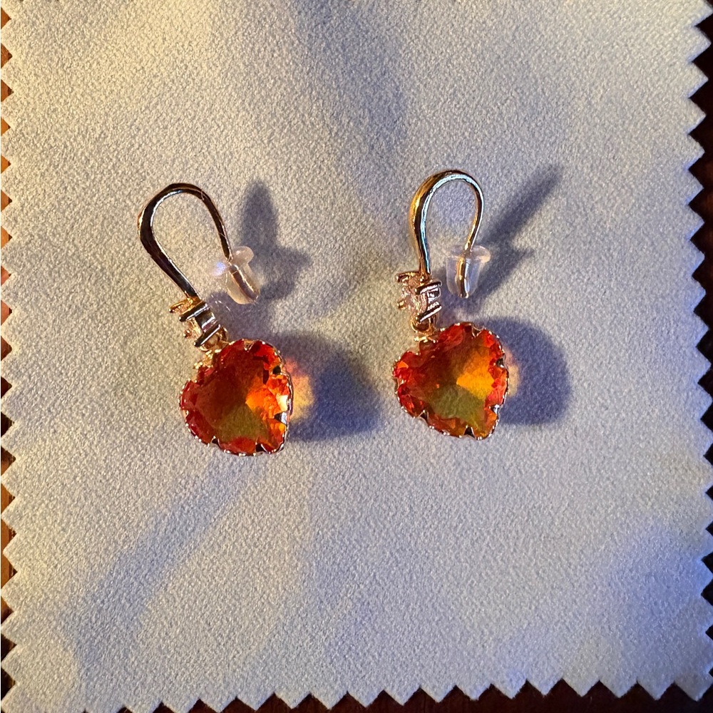 Elegant Heart-Shaped Orange Earrings